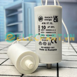Tụ điện DUCATI CBB60 10uF, 425/475/500VAC Dây cắm có ốc bắt