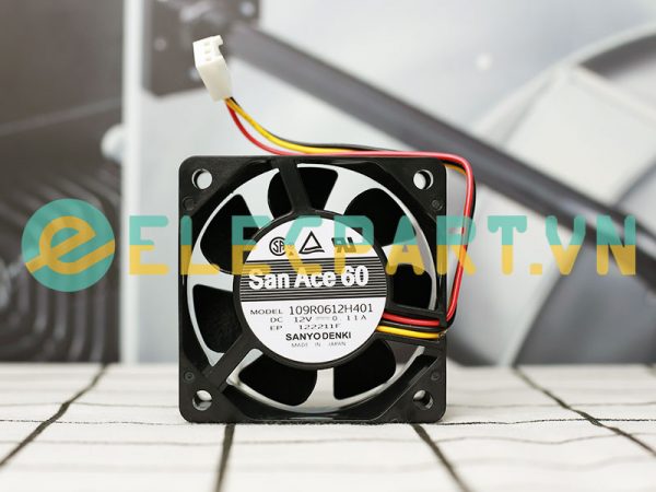 Quạt biến tần SANYO DENKI 109R0612H401, 12VDC, 60x60x25mm