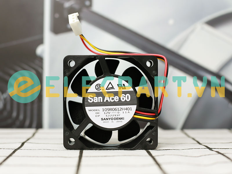 Quạt biến tần SANYO DENKI 109R0612H401, 12VDC, 60x60x25mm