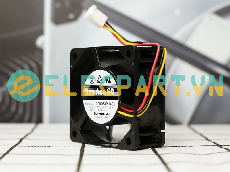 Quạt biến tần SANYO DENKI 109R0612H401, 12VDC, 60x60x25mm