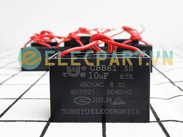 Tụ điện CBB61 10uF, 450VAC Dây cắm