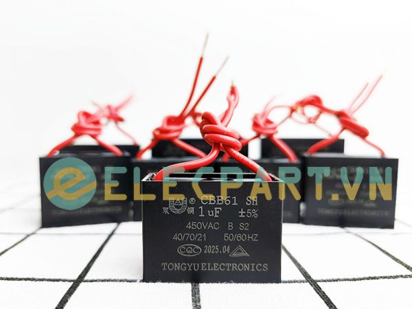 Tụ điện CBB61 1uF, 450VAC Dây cắm