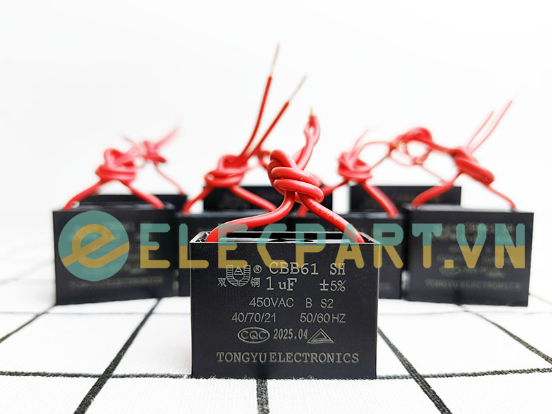 Tụ điện CBB61 1uF, 450VAC Dây cắm