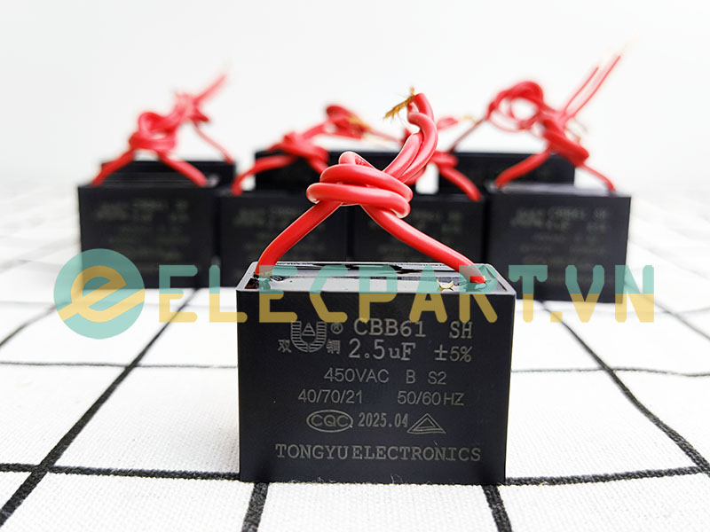Tụ điện CBB61 2.5uF, 450VAC Dây cắm