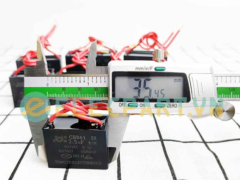 Tụ điện CBB61 2.5uF, 450VAC Dây cắm