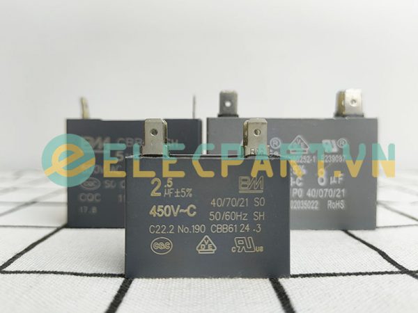 Tụ điện BM CBB61 2.5uF, 450VAC Giắc cắm