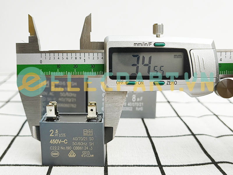 Tụ điện BM CBB61 2.5uF, 450VAC Giắc cắm