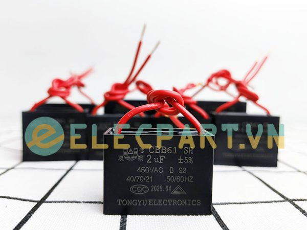 Tụ điện CBB61 2uF, 450VAC Dây cắm