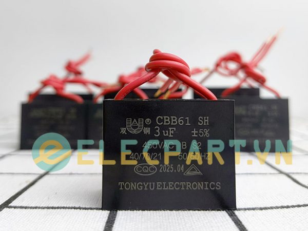 Tụ điện CBB61 3uF, 450VAC Dây cắm