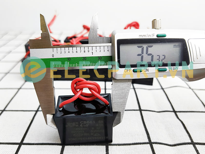 Tụ điện CBB61 4uF, 450VAC Dây cắm