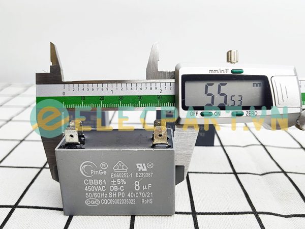 Tụ điện CBB61 8uF, 450VAC Giắc cắm