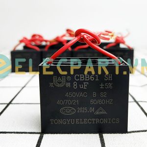 Tụ điện CBB61 8uF, 450VAC Dây cắm