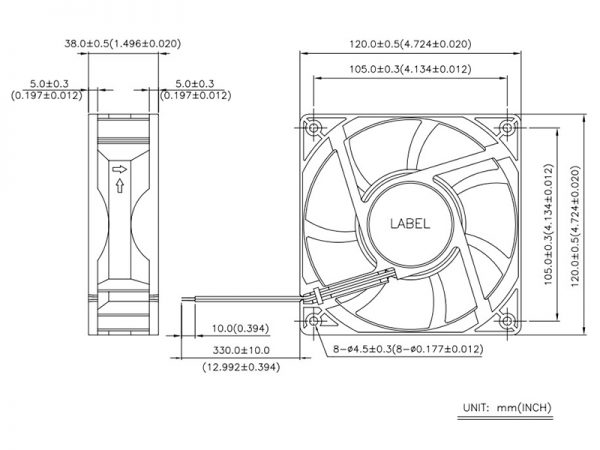 Quạt biến tần DELTA AFB1224SHE, 24VDC, 120x120x38mm