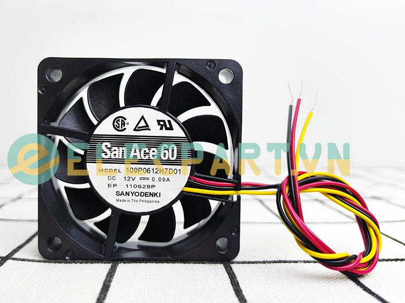 Quạt biến tần SANYO DENKI 109P0612H7D01, 12VDC, 60x60x15mm