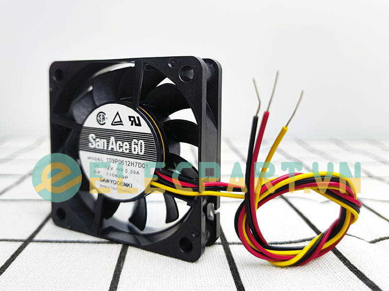 Quạt biến tần SANYO DENKI 109P0612H7D01, 12VDC, 60x60x15mm