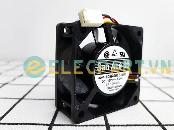 Quạt biến tần SANYO DENKI 109R0612J401, 12VDC, 60x60x25mm