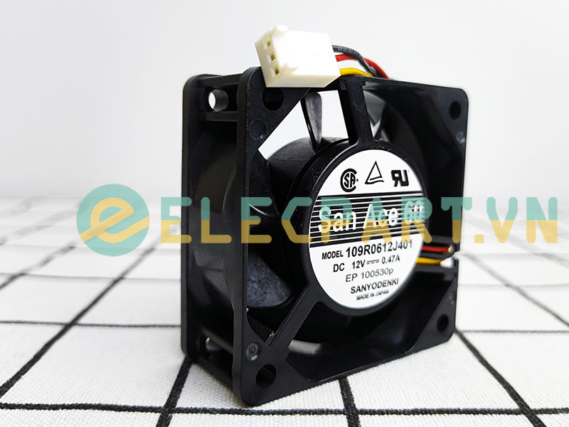 Quạt biến tần SANYO DENKI 109R0612J401, 12VDC, 60x60x25mm