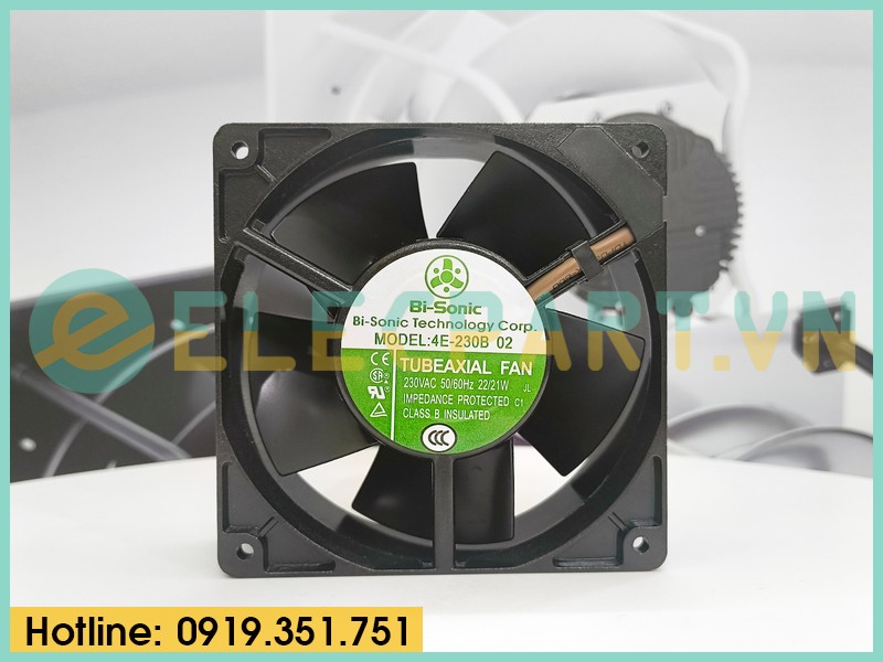 Quạt hút tủ điện Bi-Sonic 4E-230B 02, 230VAC, 120x120x38mm