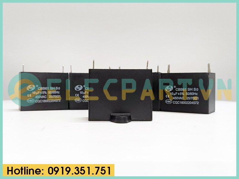 Tụ điện SENJU CBB61 10uF, 450VAC Giắc cắm