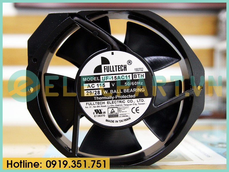 Quạt hút tủ điện FULLTECH UF-15AC11 BTH, 115VAC, 172x150x38mm