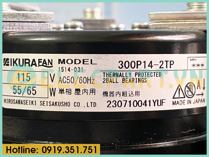 Quạt hút tủ điện IKURA FAN 300P14-2TP, 115VAC, 300mm