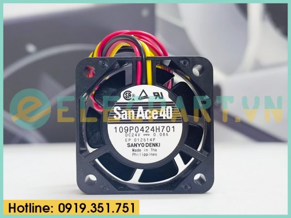 Quạt biến tần SANYO DENKI 109P0424H701, 24VDC, 40x40x15mm