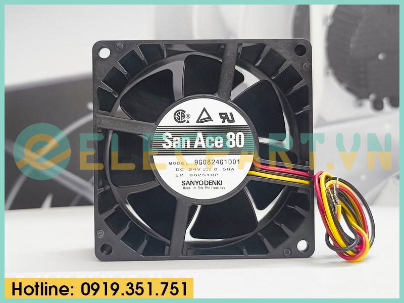 Quạt biến tần SANYO DENKI 9G0824G1D01, 24VDC, 80x80x38mm