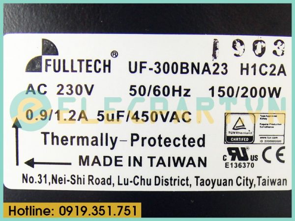 Quạt tủ điện FULLTECH UF-300BNA23H1C2A, 230VAC, 398x98mm