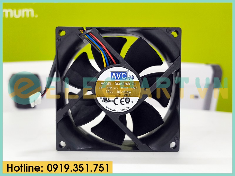 Quạt biến tần AVC DS08025B12U, 12VDC, 80x80x25mm
