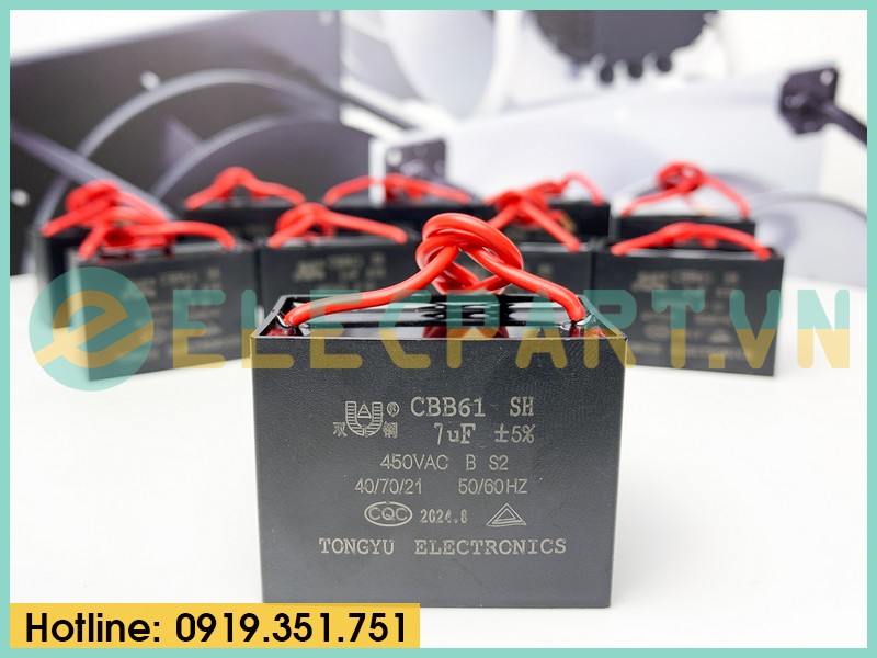 Tụ điện CBB61 7uF, 450VAC Dây cắm