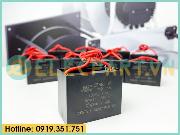 Tụ điện CBB61 7uF, 450VAC Dây cắm