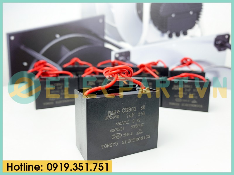 Tụ điện CBB61 7uF, 450VAC Dây cắm