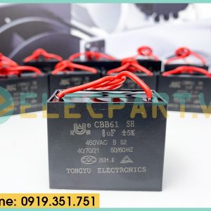 Tụ điện CBB61 8uF, 450VAC Dây cắm