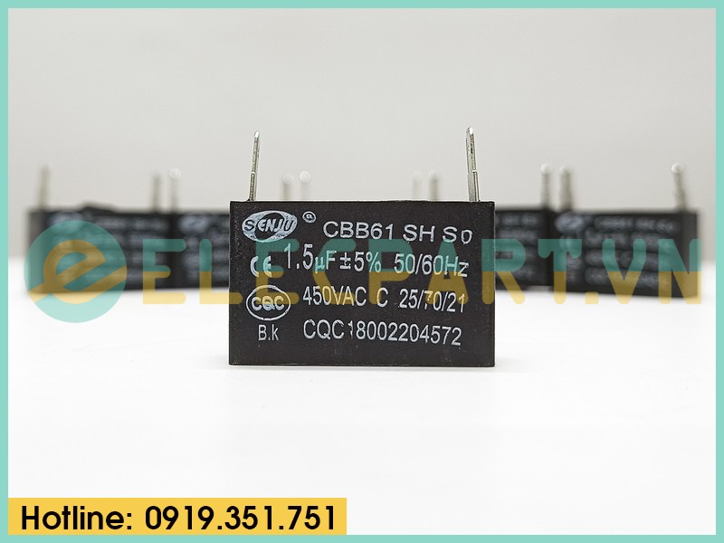 Tụ điện SENJU CBB61 1.5uF, 450VAC Giắc cắm