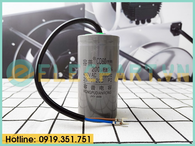 Tụ điện CD60 200uF, 450VAC Dây cắm