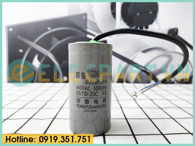 Tụ điện CD60 400uF, 450VAC Dây cắm