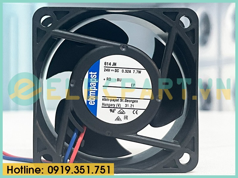 Quạt tản nhiệt EBMPAPST 614JH, 24VDC, 60x60x32mm