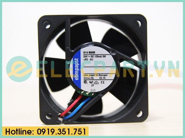 Quạt tản nhiệt EBMPAPST 614NHHR, 24VDC, 60x60x25mm