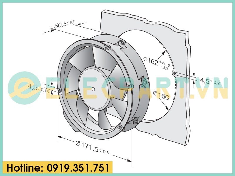 Quạt tản nhiệt EBMPAPST 6212NM, 12VDC, 172x51mm