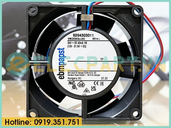 Quạt EBMPAPST 8314L, 24VDC, 80x80x32mm