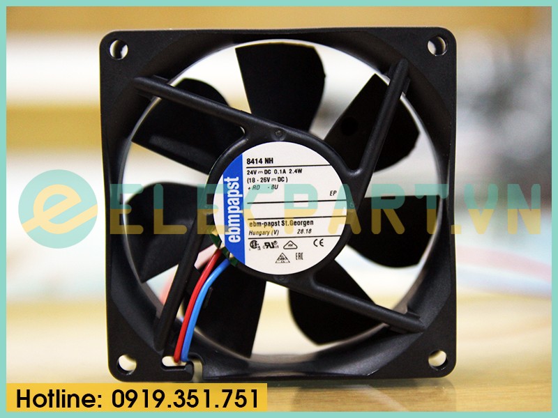 Quạt tản nhiệt EBMPAPST 8414NH, 24VDC, 80x80x25mm