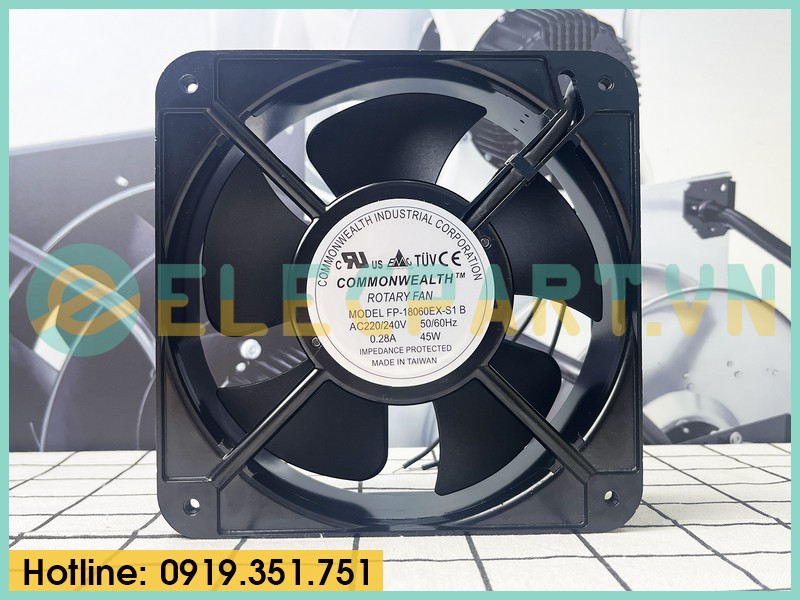 Quạt tản nhiệt COMMONWEALTH FP-18060EX-S1-B, 220VAC, 180x180x60mm