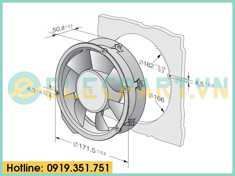 Quạt tản nhiệt EBMPAPST 6212NMR, 12VDC, 172x51mm