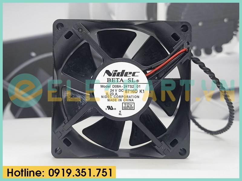 Quạt biến tần NIDEC D08A-24TS2 01, 24VDC, 80x80x25mm