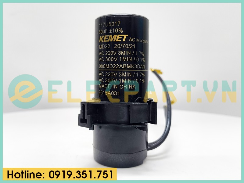 Tụ điện KEMET 080MD22ABMK3DAN, 80uF, 220/300VAC