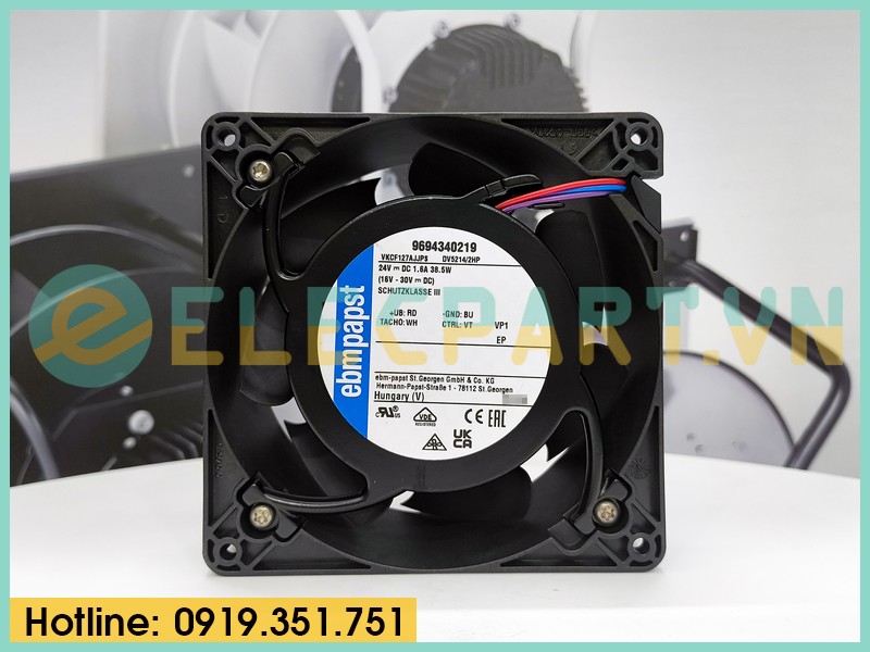 Quạt tản nhiệt EBMPAPST DV5214/2HP, 24VDC, 127x127x38mm