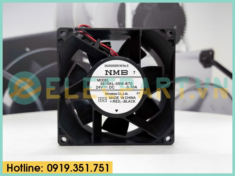 Quạt tản nhiệt NMB 3615KL-05W-B70, 24VDC, 92x92x38mm