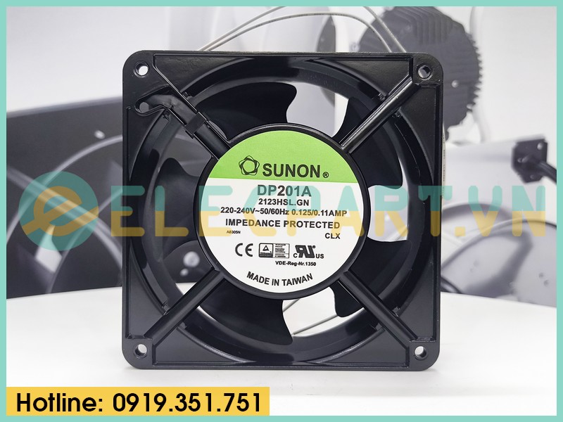Quạt tản nhiệt Sunon DP201A-2123HSL.GN, 220-240VAC, 120x120x38mm