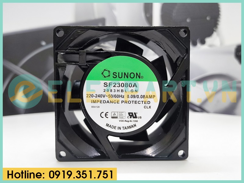 Quạt tản nhiệt Sunon SF23080A-2083HBL.GN, 220-240VAC, 80x80x38mm