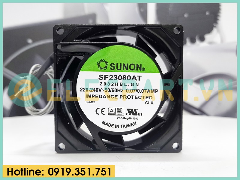 Quạt tản nhiệt Sunon SF23080AT-2082HBL.GN, 220-240VAC, 80x80x25mm